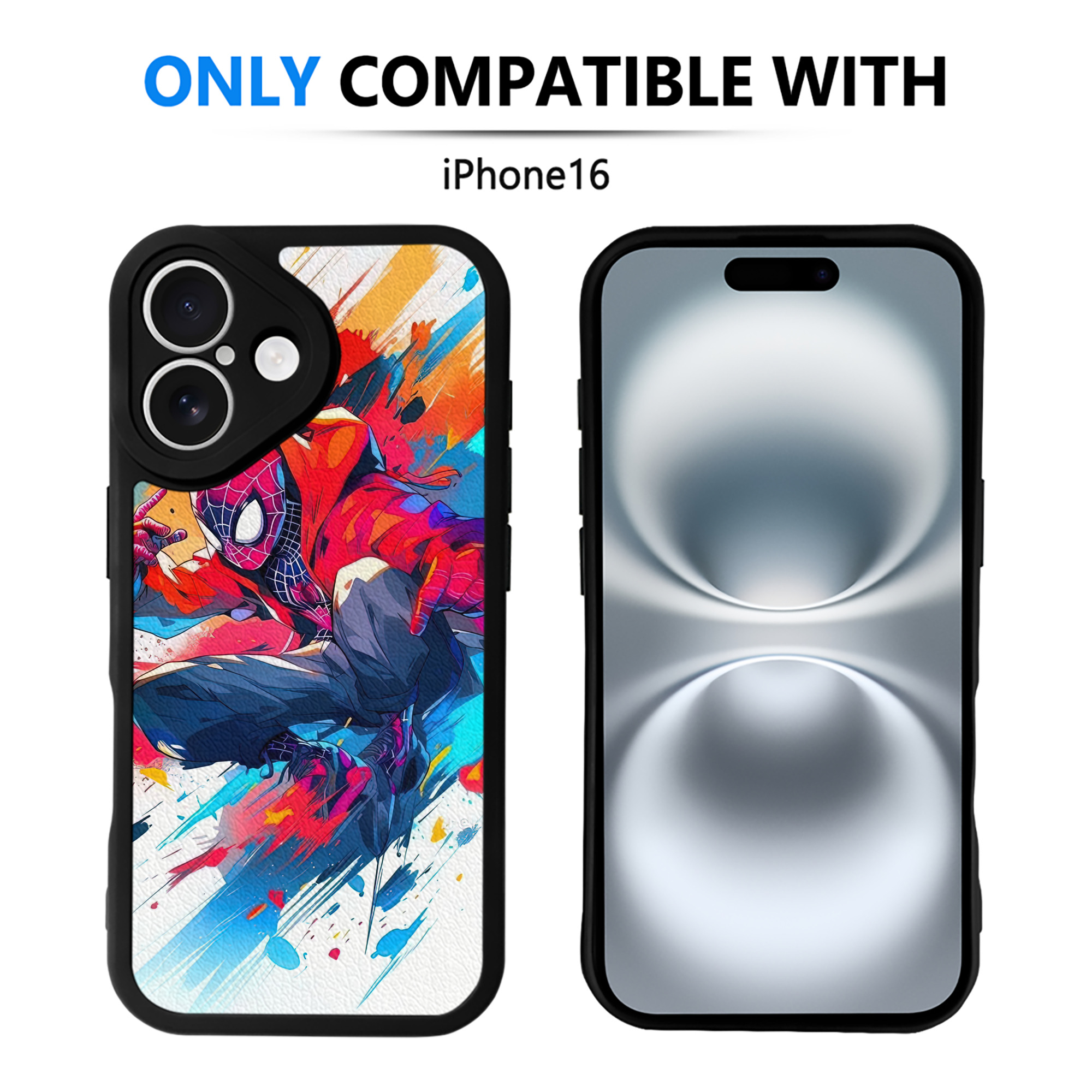 （画像用） Spider Man スパイダーマン 【iPhone 16シリーズ対応】シリコンスマホケース（レザー調） 材質：シリコン